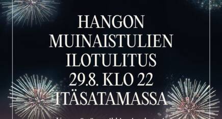 Hangon muinaistulien ilotulitus 29.8. kllo 22 Itäsatamassa